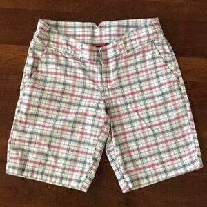 The North Face Pink and Gray Plaid Women's Athletic Shorts